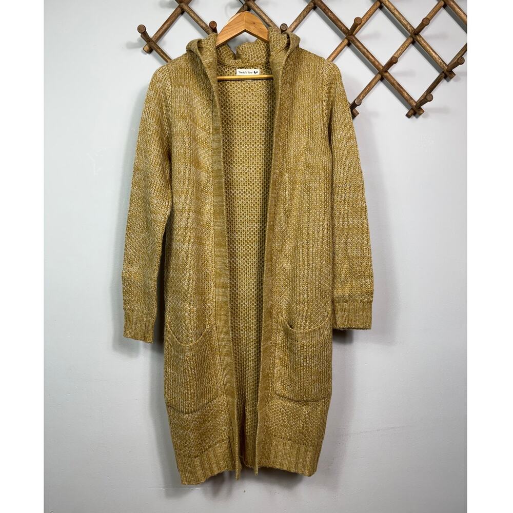 Double Zero Hooded Two-Pocket Long Cardigan in Camel Women's Size S - Picture 2 of 7